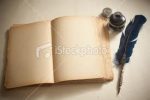 Old Ink well, Quill and book of words, depiction of the Parish registers