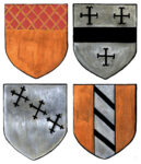 Four of the Northcote heraldry shields
