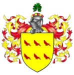 Redfern crest consisting of 6 marlets on yellow background